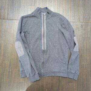 Armani Exchange | Men's Medium Zip-up Grey Sweater w/ Mock Neck & Elbow Patches
